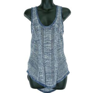 Victoria's Secret Sweater Tank Top S Blue Loose Knit Cotton Scoop Neck‎